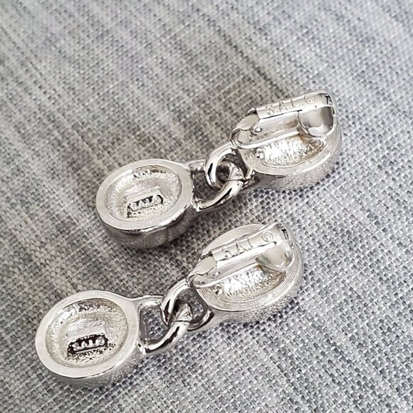 Pink Link Signed SAL Swarovski Crystal Clip on Earrings - Picture 9 of 9